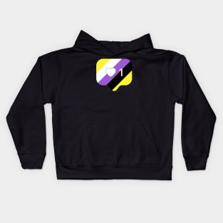 Instagram Heart Notification - Non-Binary Pride Flag Kids Hoodie